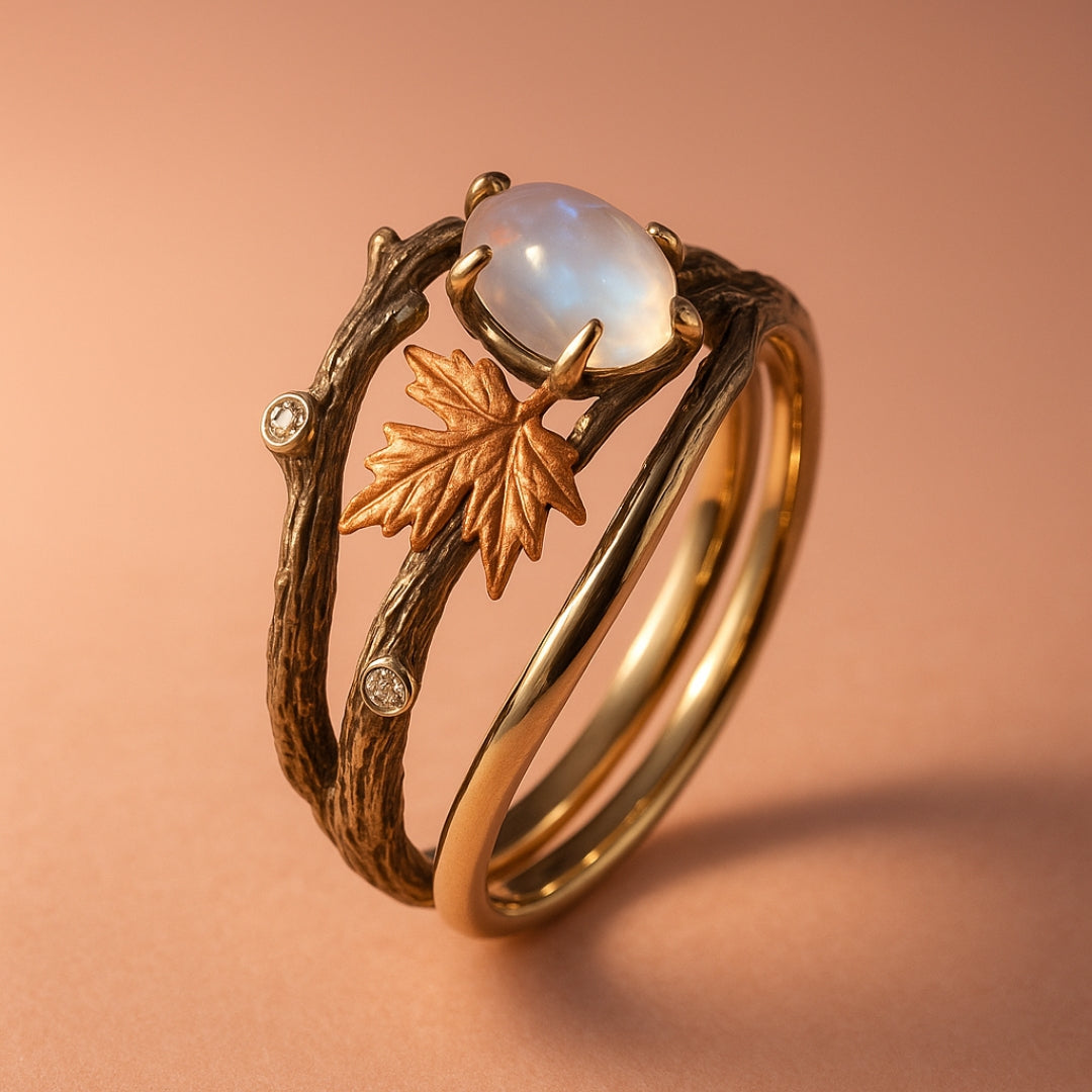Anillo piedra luna naturaleza