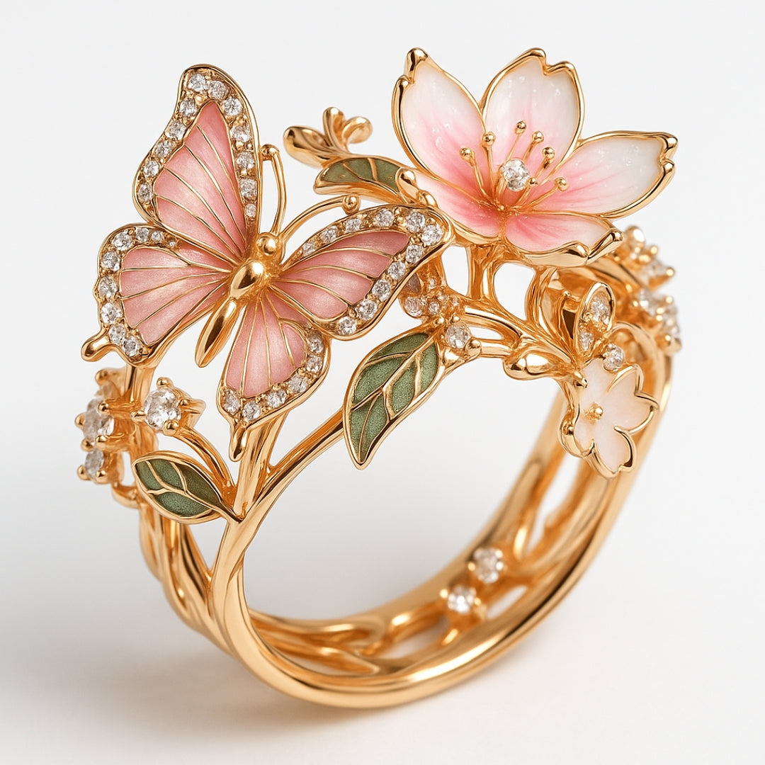 Anillo mariposa con circonitas Nature Bright