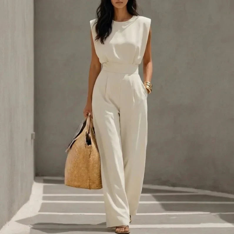 Ariadna mono con cinturón beige