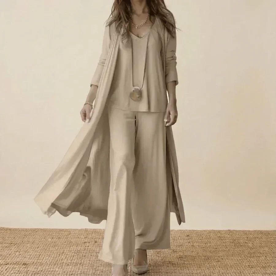 Raquel™ | Conjunto Suave de Tres Piezas con Túnica y Pantalón Ancho