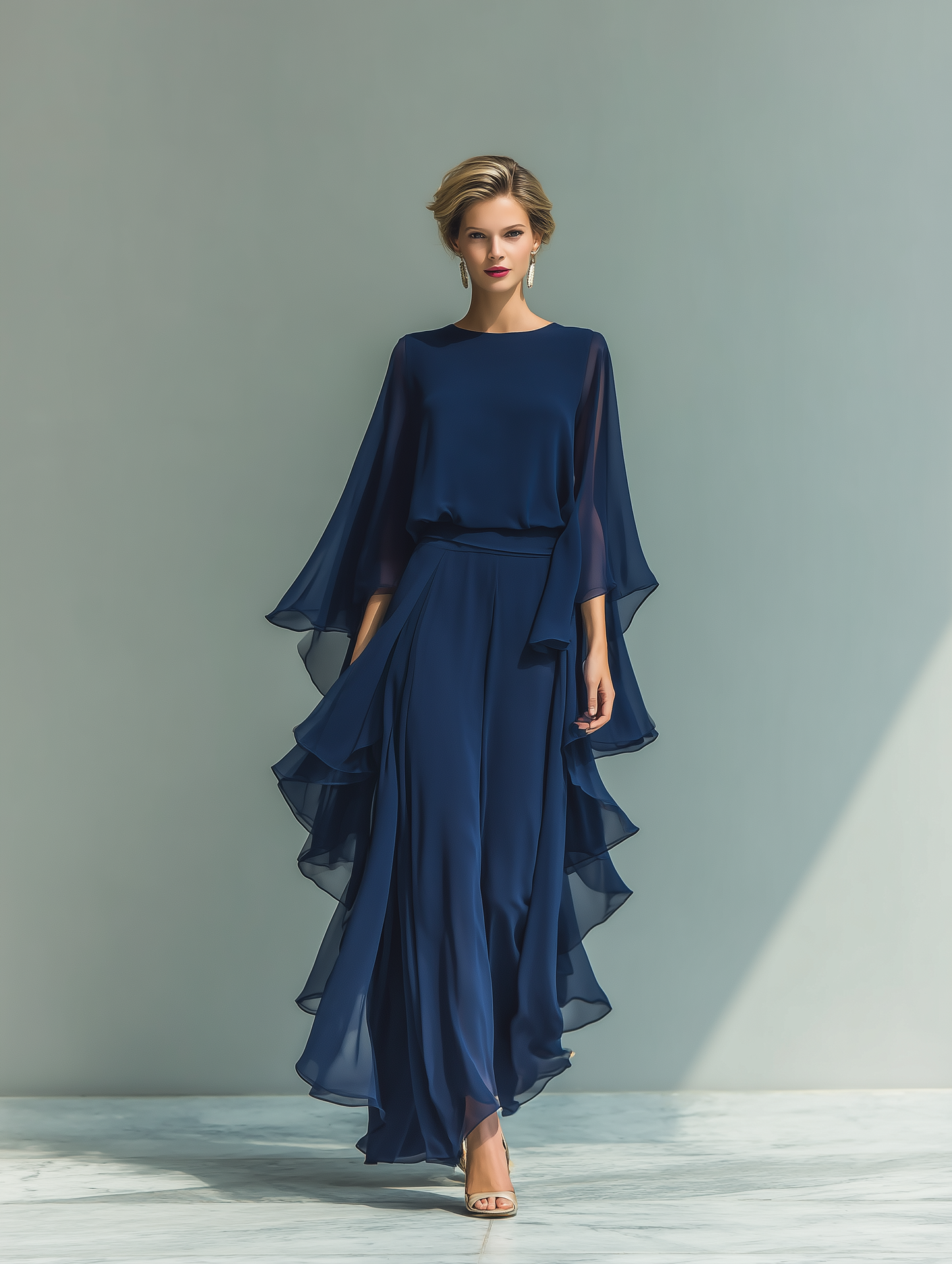 Conjunto azul marino pantalon detalle