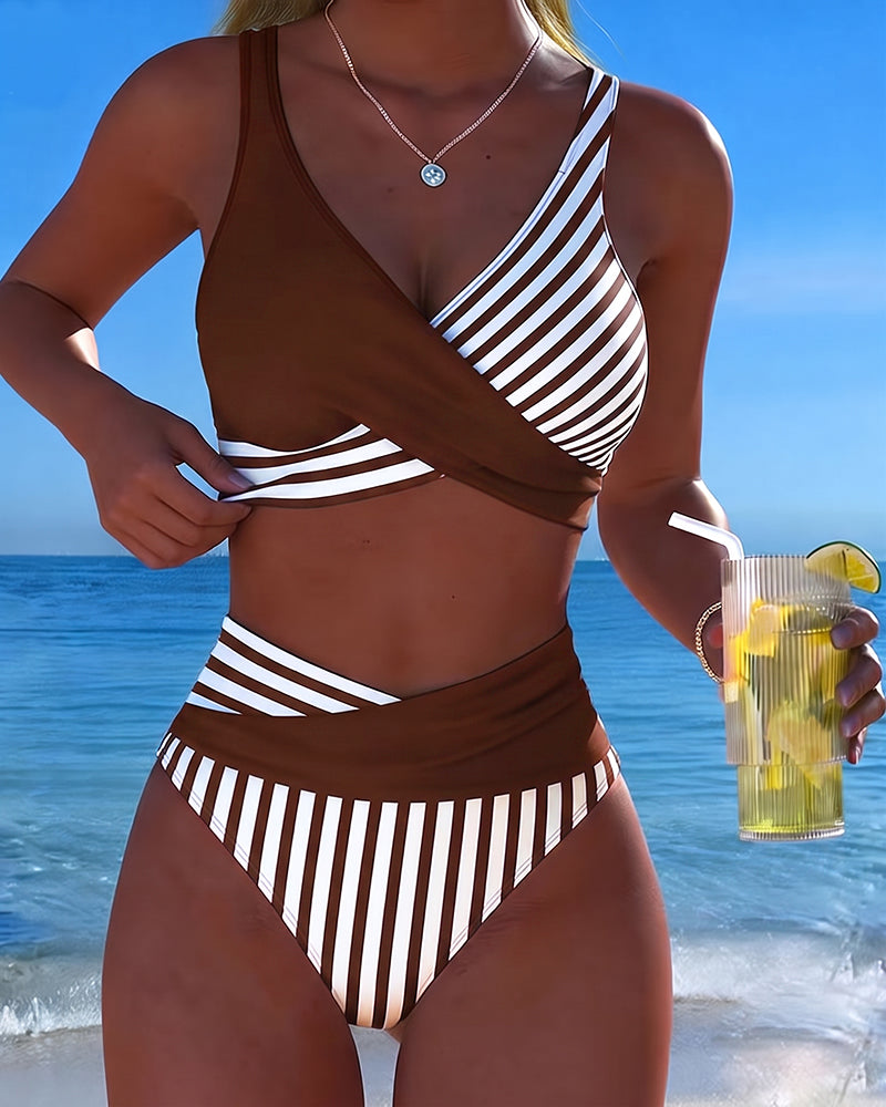 Bikini Cruzado Rayas Estampado