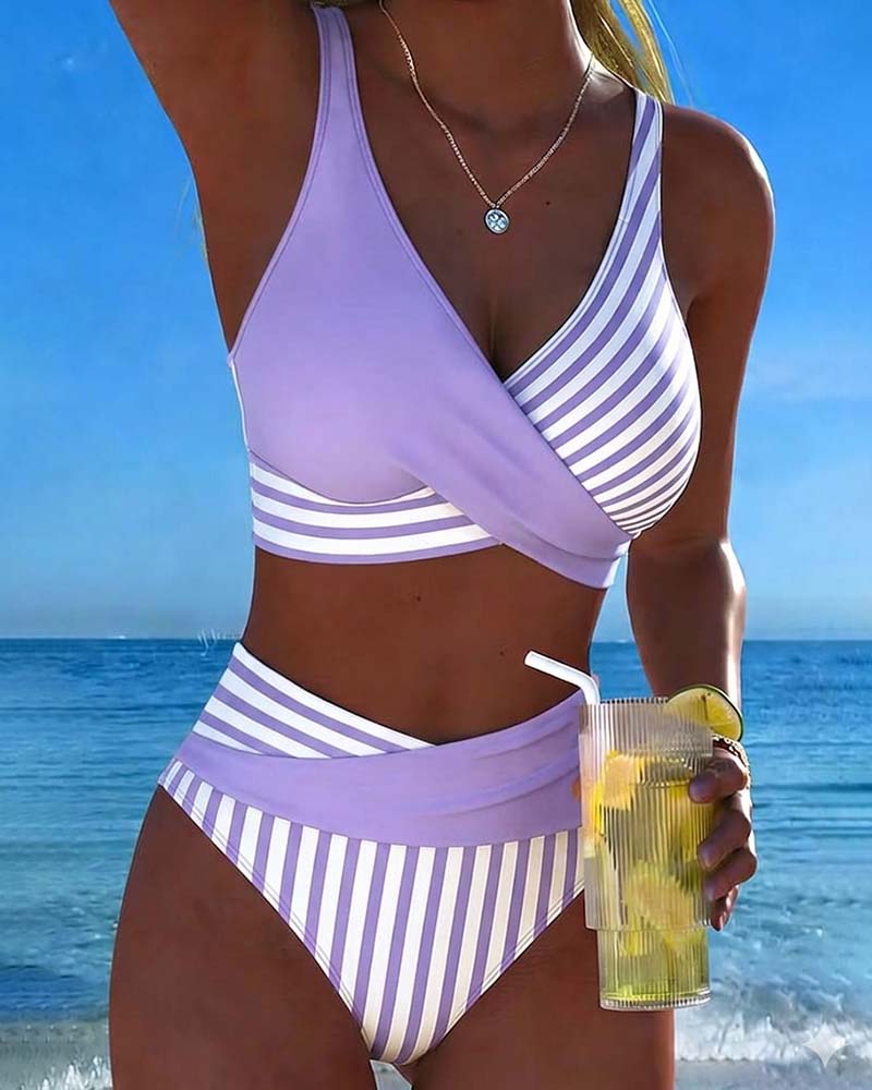 Bikini Cruzado Rayas Estampado