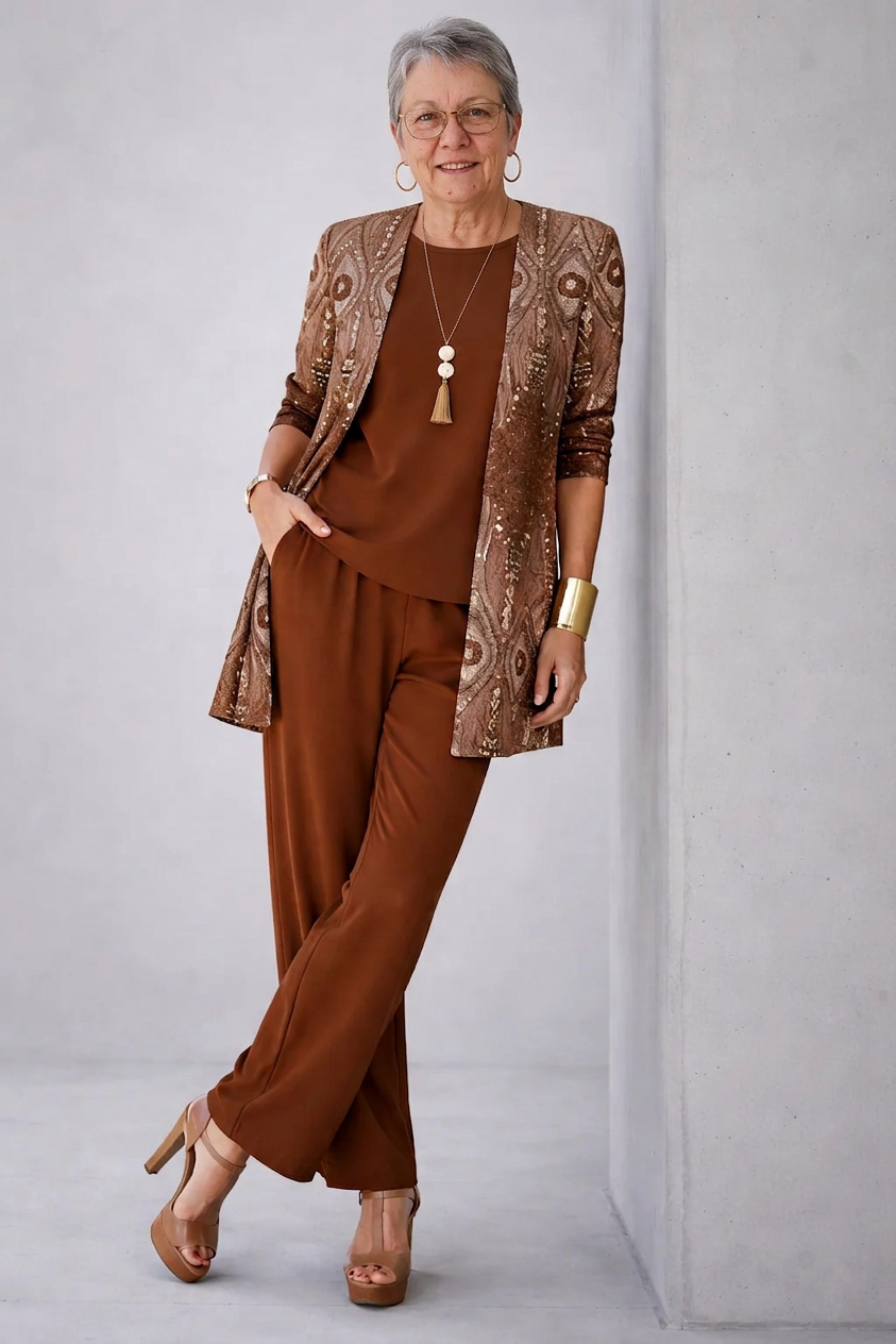 Glenna conjunto marrón