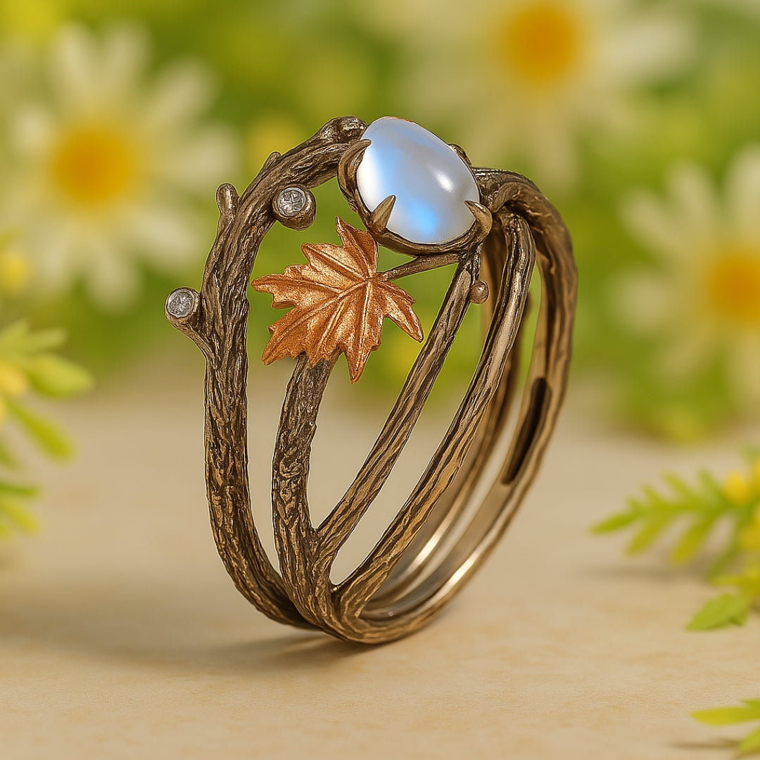 Anillo piedra luna naturaleza