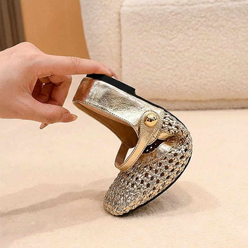 Lumira | Woven Square-Toe Clogs