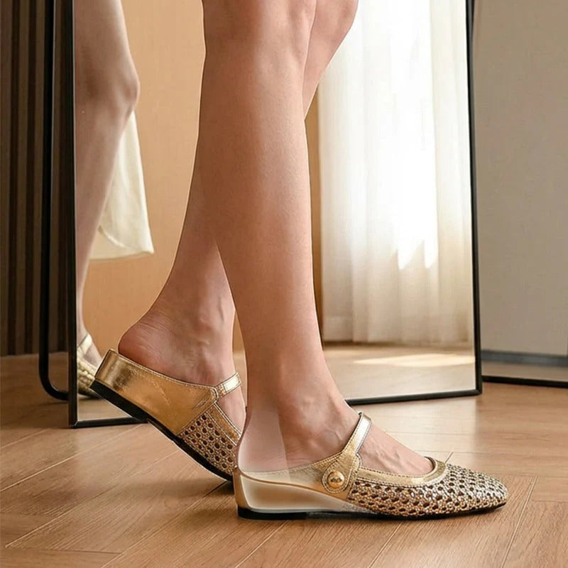 Lumira | Woven Square-Toe Clogs