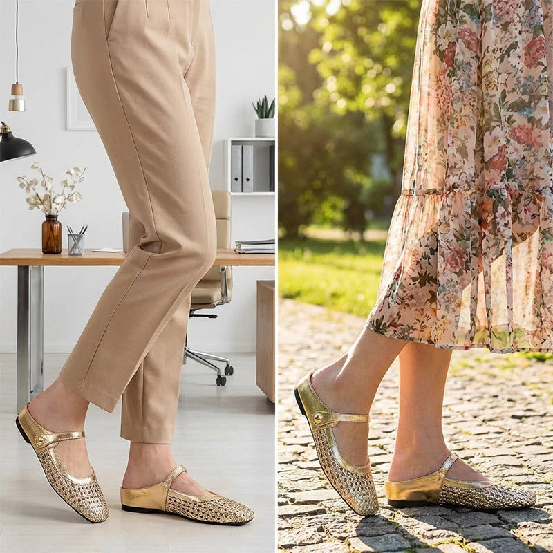 Lumira | Woven Square-Toe Clogs