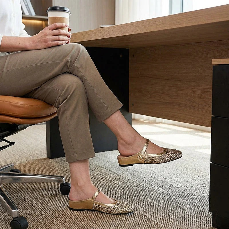 Lumira | Woven Square-Toe Clogs