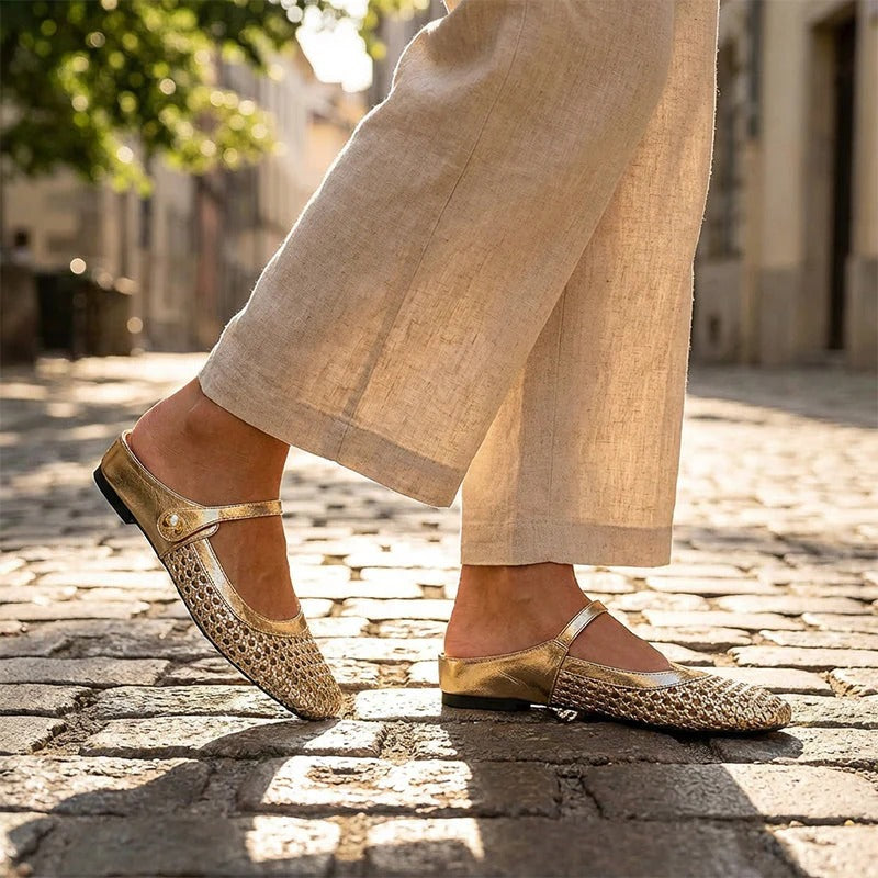 Lumira | Woven Square-Toe Clogs