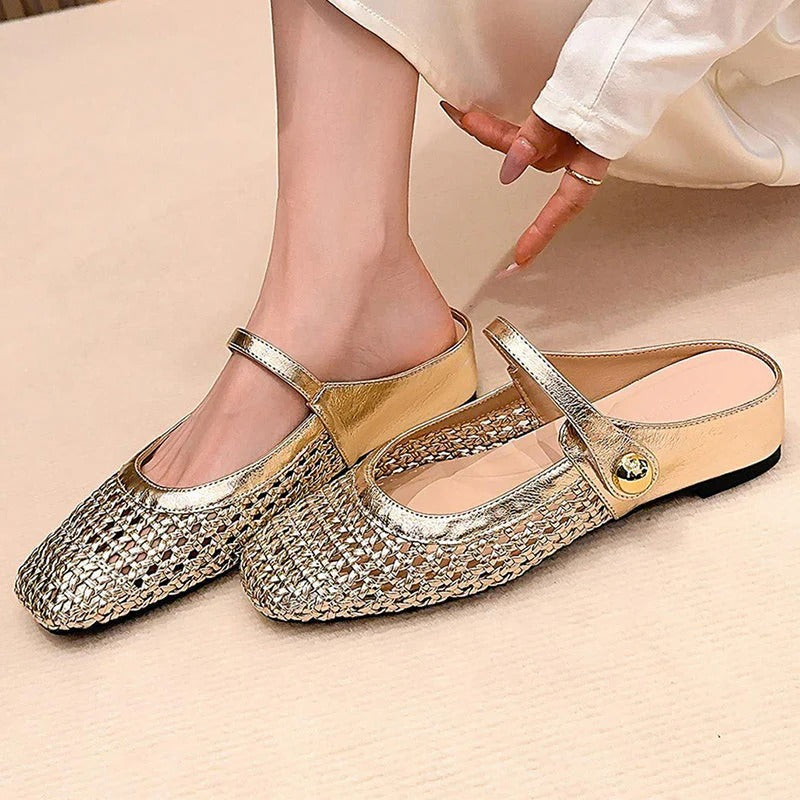 Lumira | Woven Square-Toe Clogs