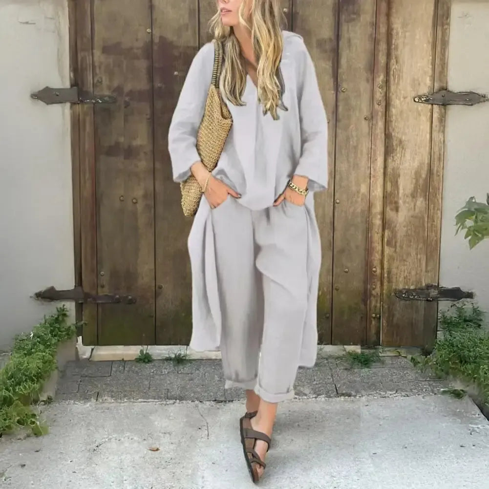 Lucía™ | Conjunto de Dos Piezas con Chaleco Largo Relajado y Pantalón Ancho