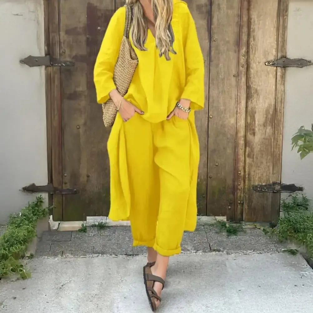 Lucía™ | Conjunto de Dos Piezas con Chaleco Largo Relajado y Pantalón Ancho