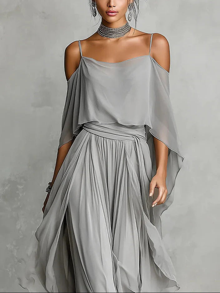 Isabela™ | Conjunto Fluido Gris con Top de Tirantes Finos y Pantalón Ligero