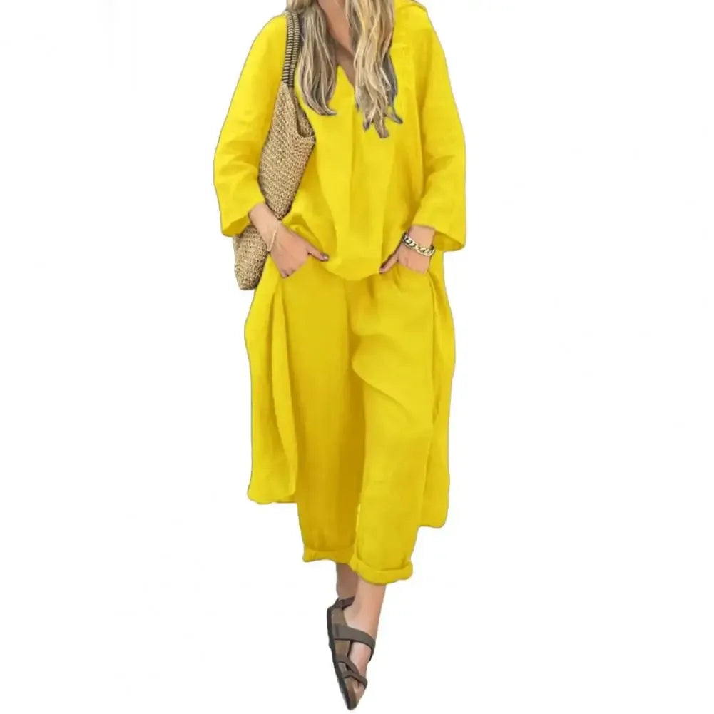 Lucía™ | Conjunto de Dos Piezas con Chaleco Largo Relajado y Pantalón Ancho