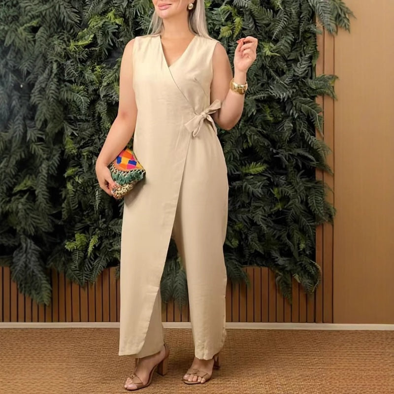 Dahlia | V-Neck Tie-Waist Jumpsuit
