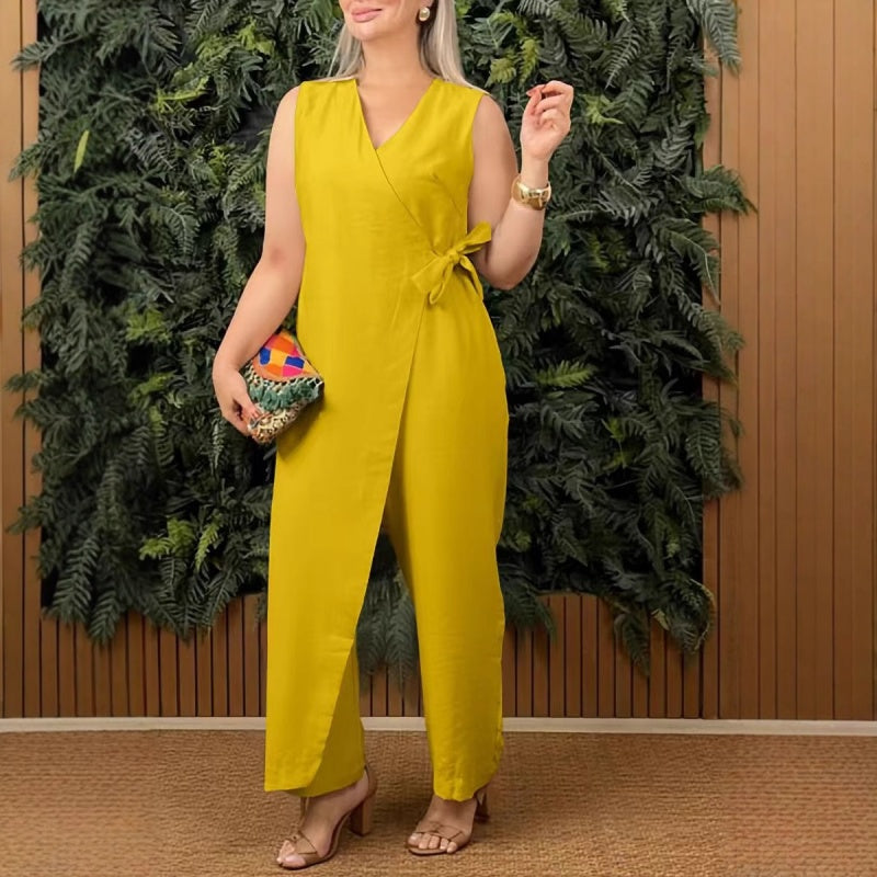 Dahlia | V-Neck Tie-Waist Jumpsuit