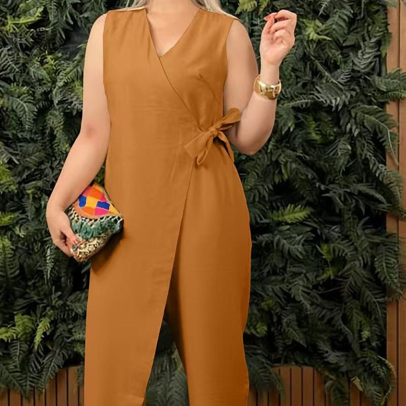 Dahlia | V-Neck Tie-Waist Jumpsuit