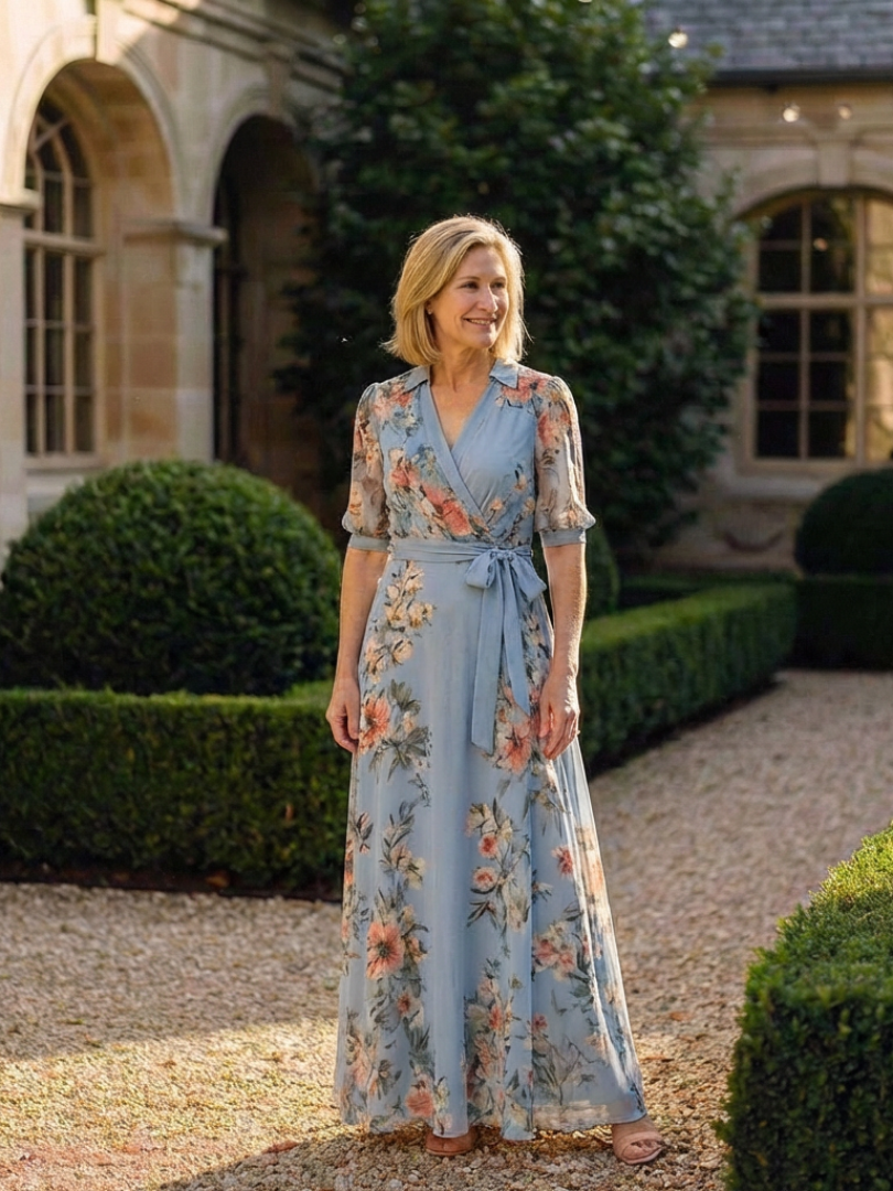 Elowen | Vestido Maxi Floral Cruzado con Escote en V